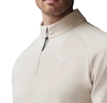 Castore Flex Debossed 1/4 Zip LS Top, maglietta da golf da uomo, beige 3/5