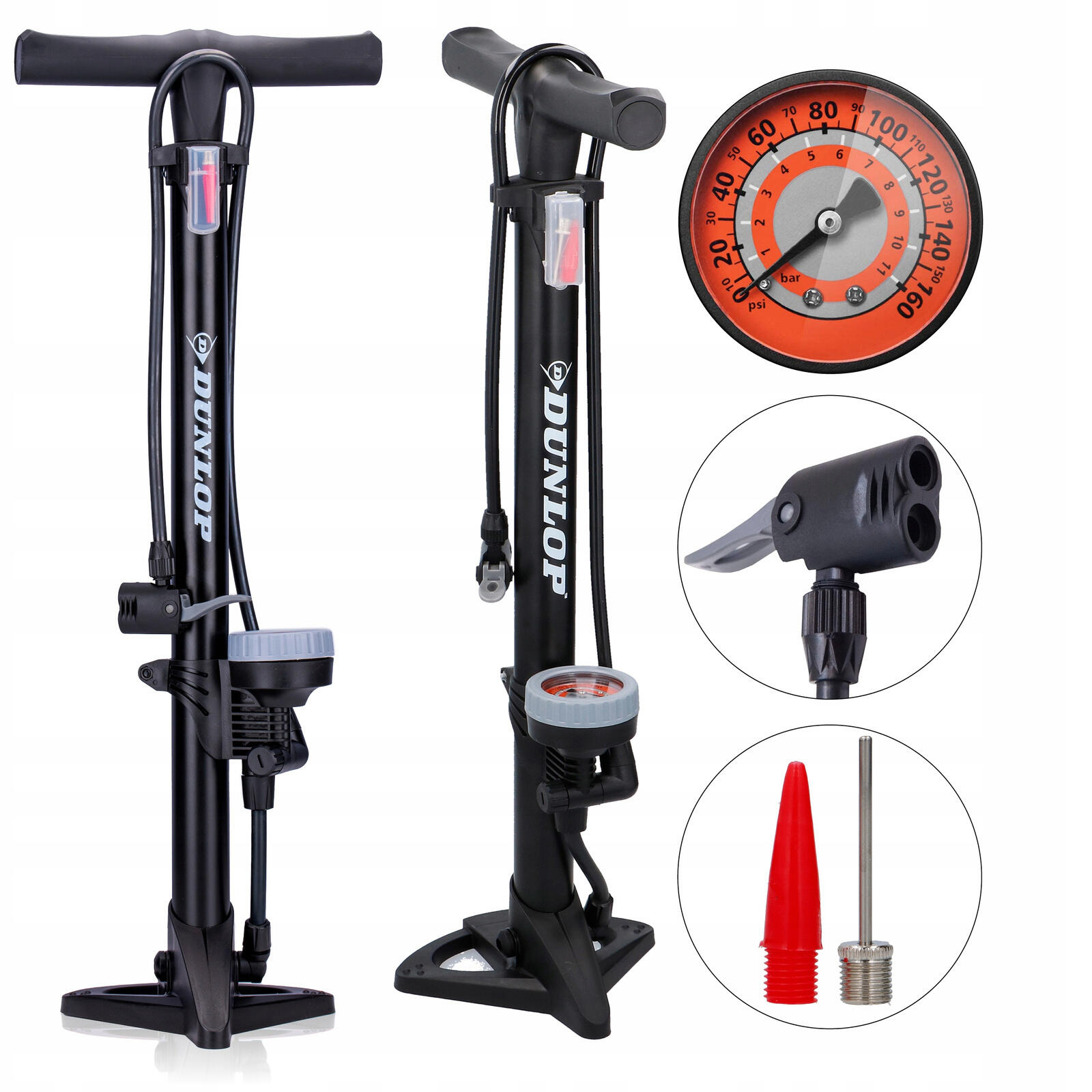 Pompka podłogowa rowerowa warsztatowa z manometrem 11 BAR DUNLOP 2/2