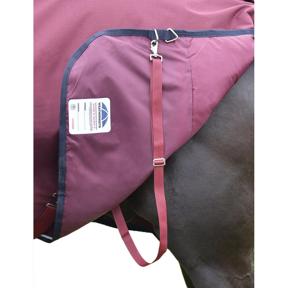 Comfitec Essential StandardNeck Horse Turnout Rug (Burgundy/Navy) 3/4