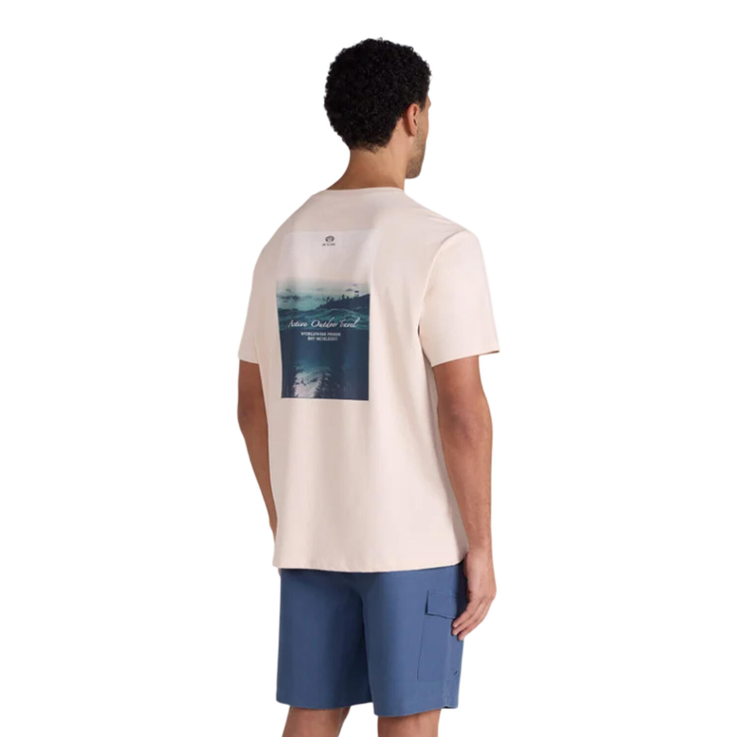 Mens Chase Graphic Relaxed Fit TShirt (Cream) 2/4