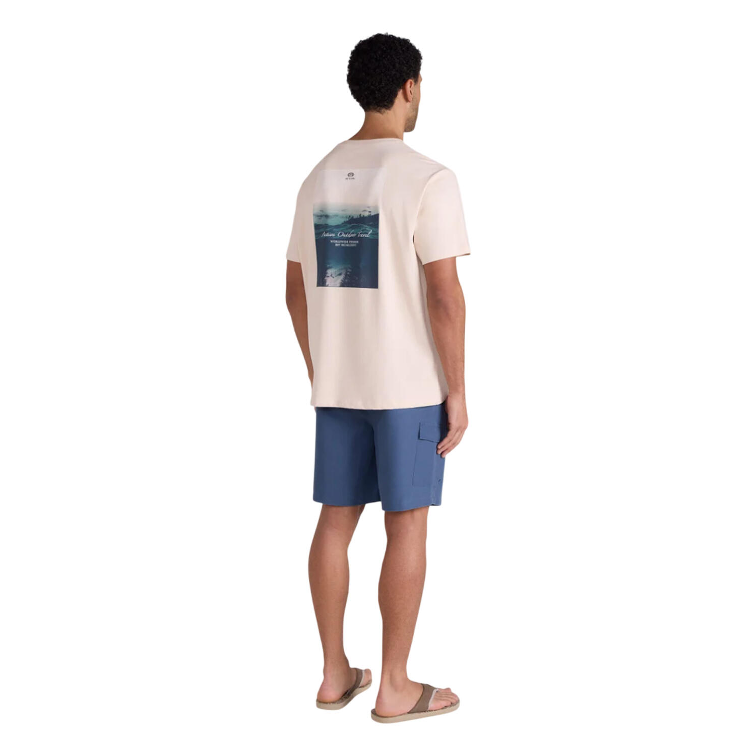 Mens Chase Graphic Relaxed Fit TShirt (Cream) 4/4