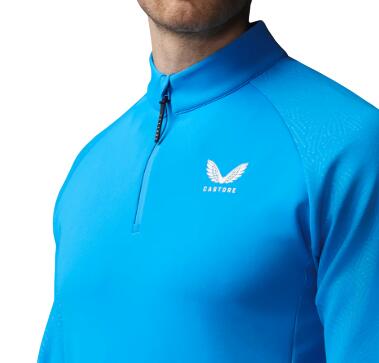 Castore Flex Debossed 1/4-Zip-Langarmshirt, Golfshirt für Herren, Blau 3/5