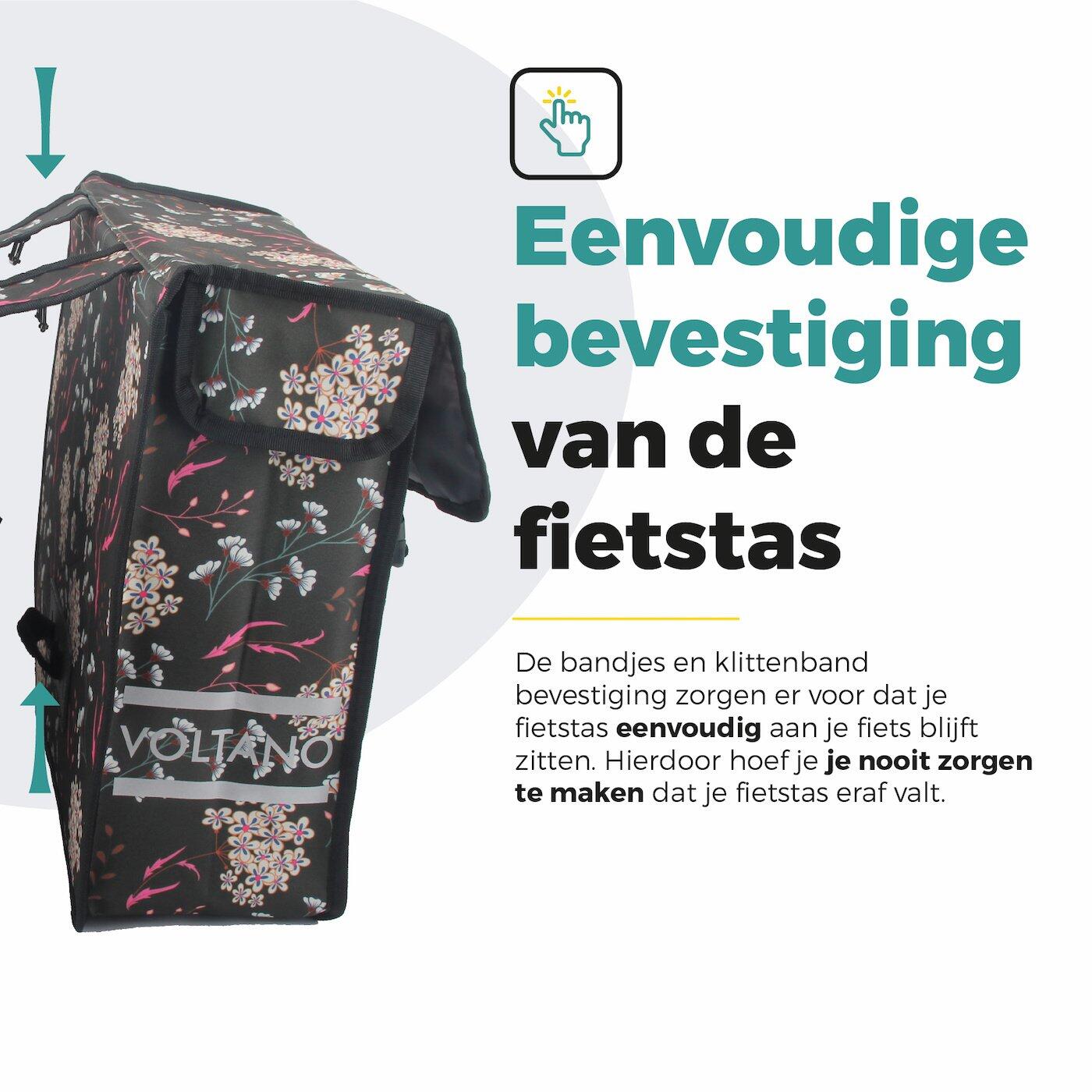 Voltano Dubbele Fietstas Pink Elegance - 38 Liter - Waterdicht Polyester 3/7