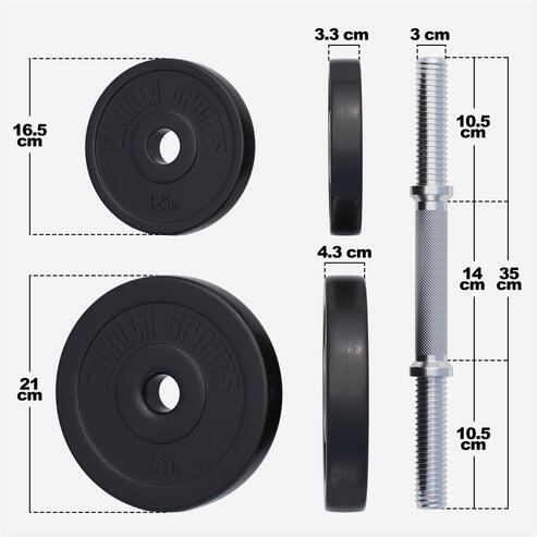 Dumbbell set - Halterset - Kunststof - 30 kg - Gewichten met stangen 6/7
