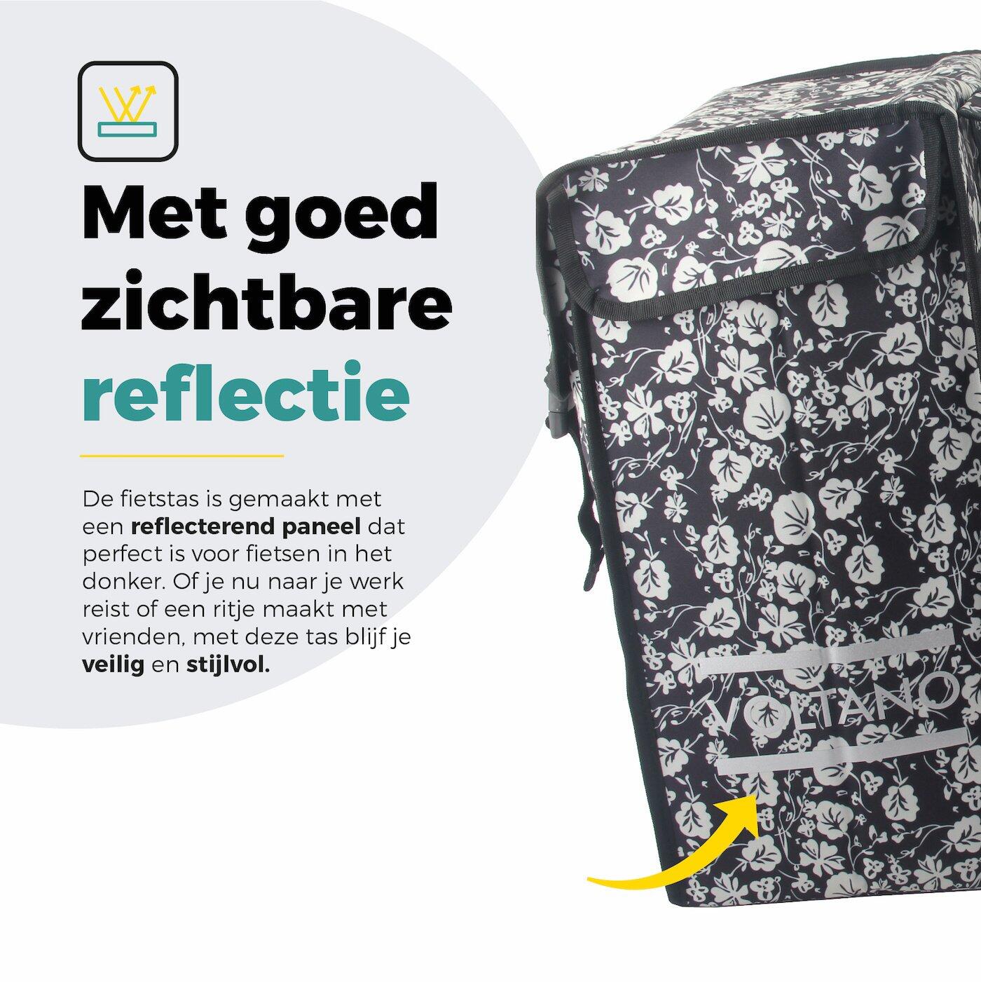 Voltano Dubbele Fietstas XXL - Midnight Blossom - 60 Liter 3/7