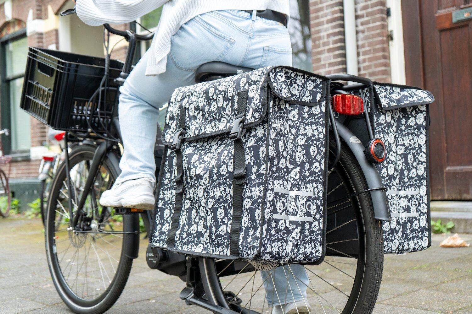 Voltano Dubbele Fietstas XXL - Midnight Blossom - 60 Liter 2/7