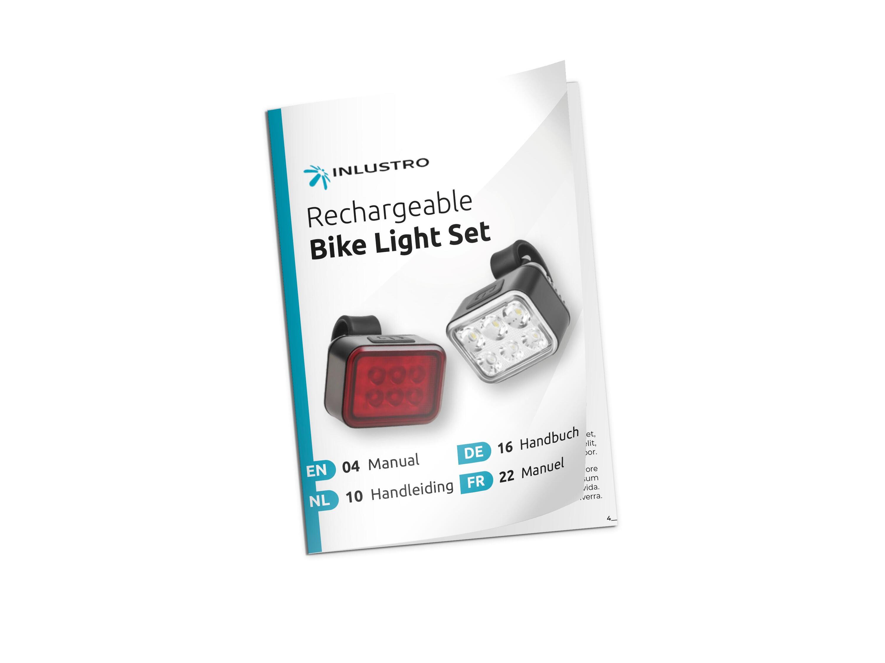 Inlustro Fahrradlicht-Set - Vorderlicht / Rücklicht - LED IPX4 6/7