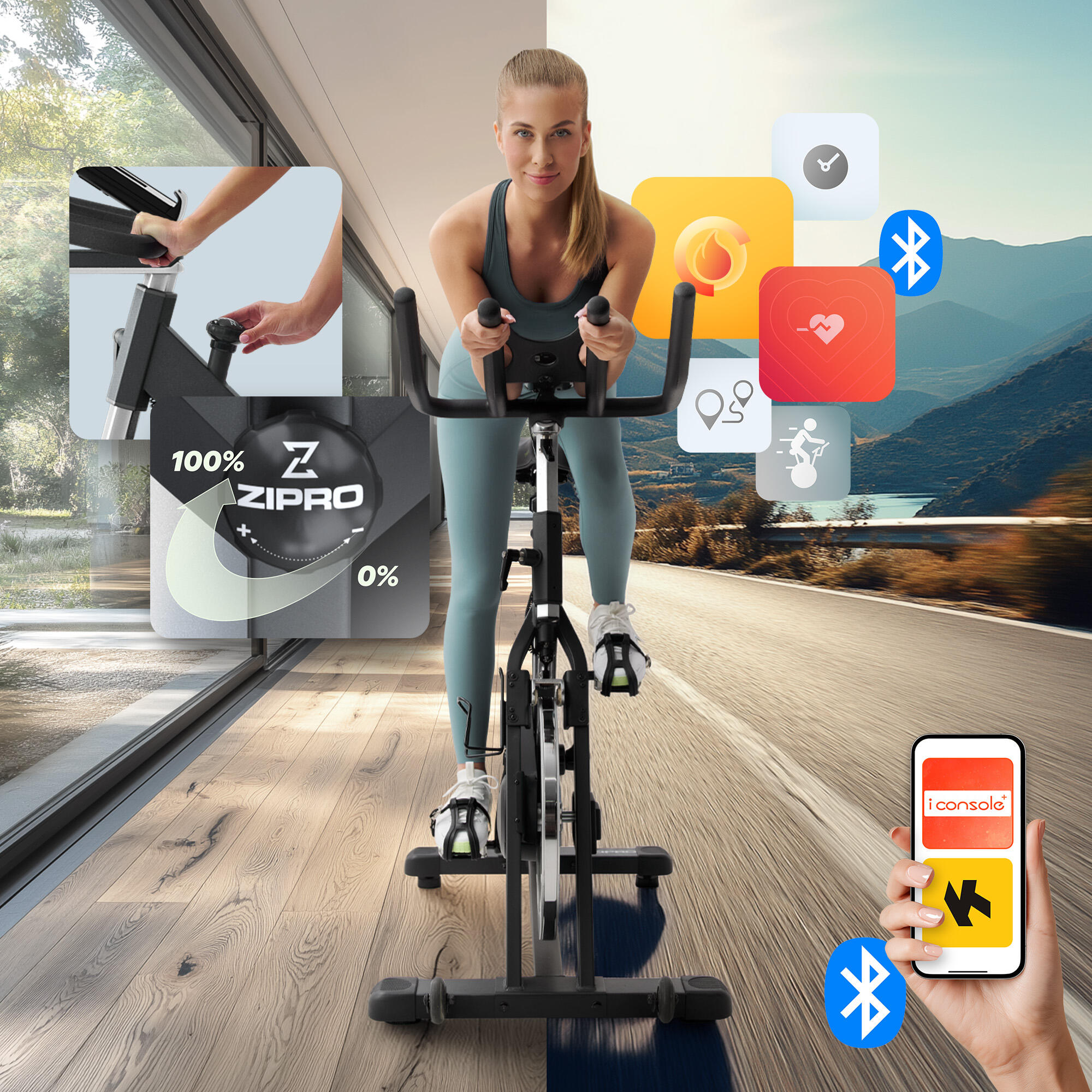 Vélo de biking magnétique Zipro Dynamite connecté iConsole+ 6/8