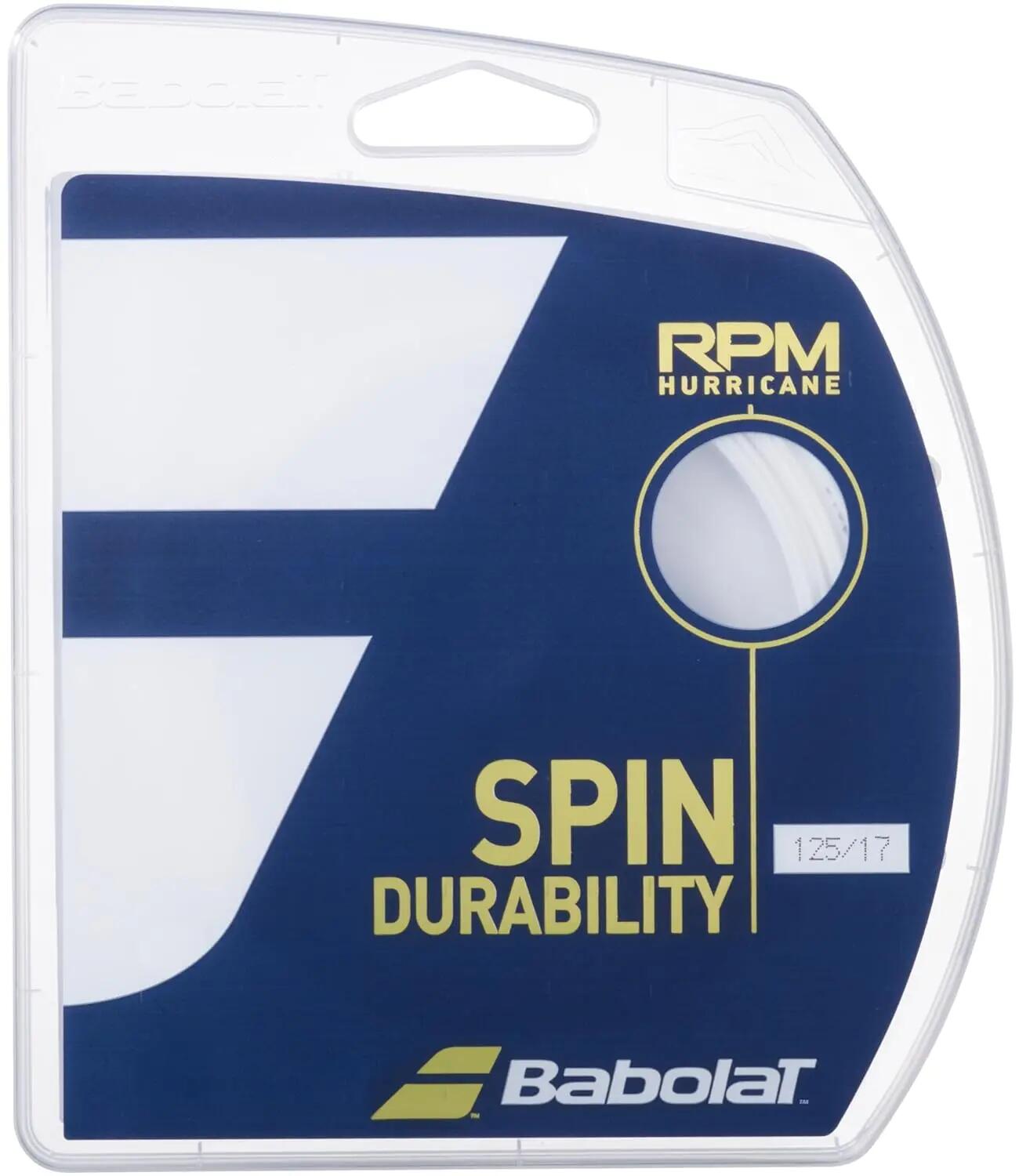 Babolat RPM Hurricane 12M (White, 130/16) – Spin-Boosting Durable Tennis String for Power & Control -  1