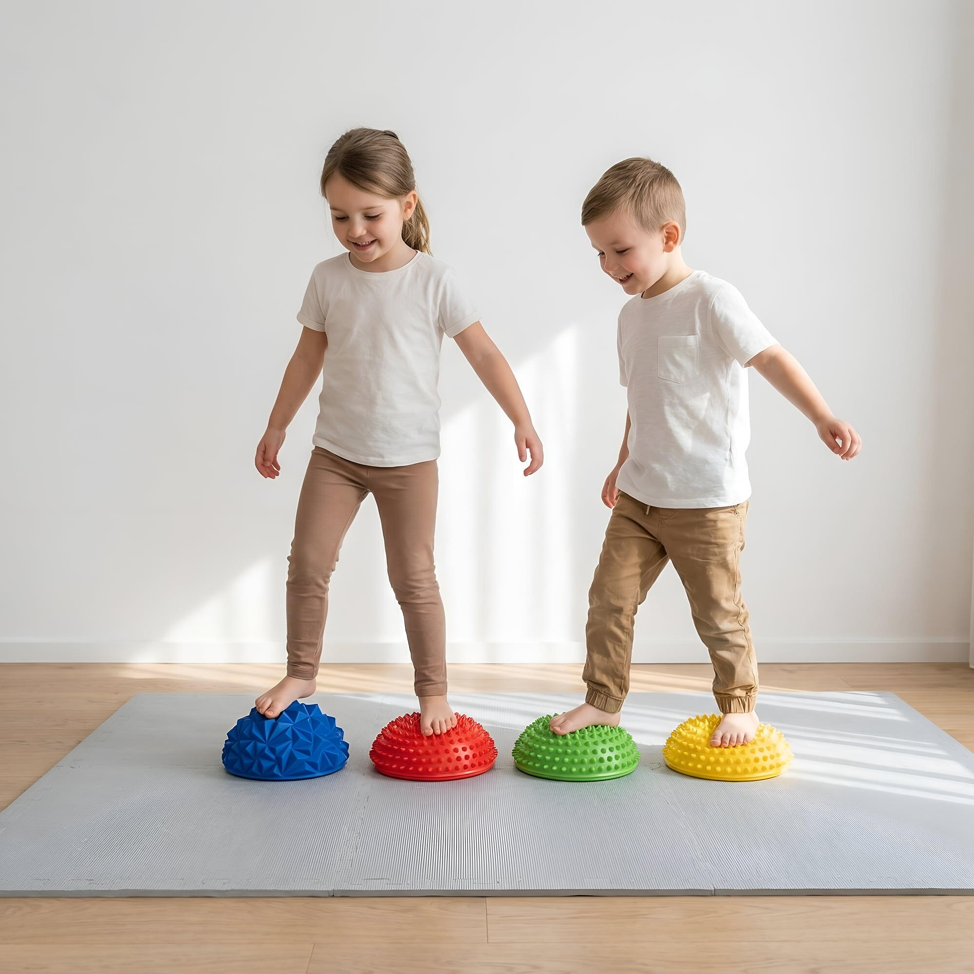Enfant Fitness Demi-sphère Sensorielle 2 pcs Antidérapant Bleu/Rouge 3/4