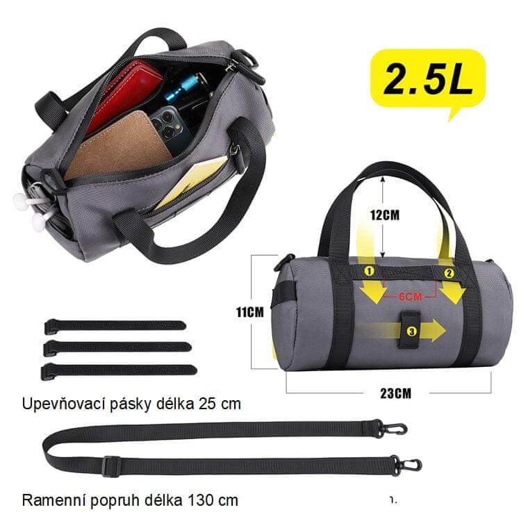 Brašna na kolo na řídítka RK9101GY šedá 3/4