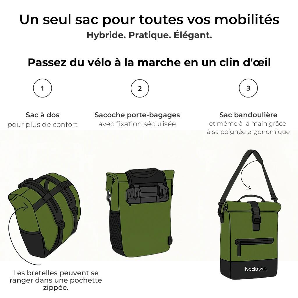 Bolsa de bicicleta 2 en 1 verde 27 l 4/5