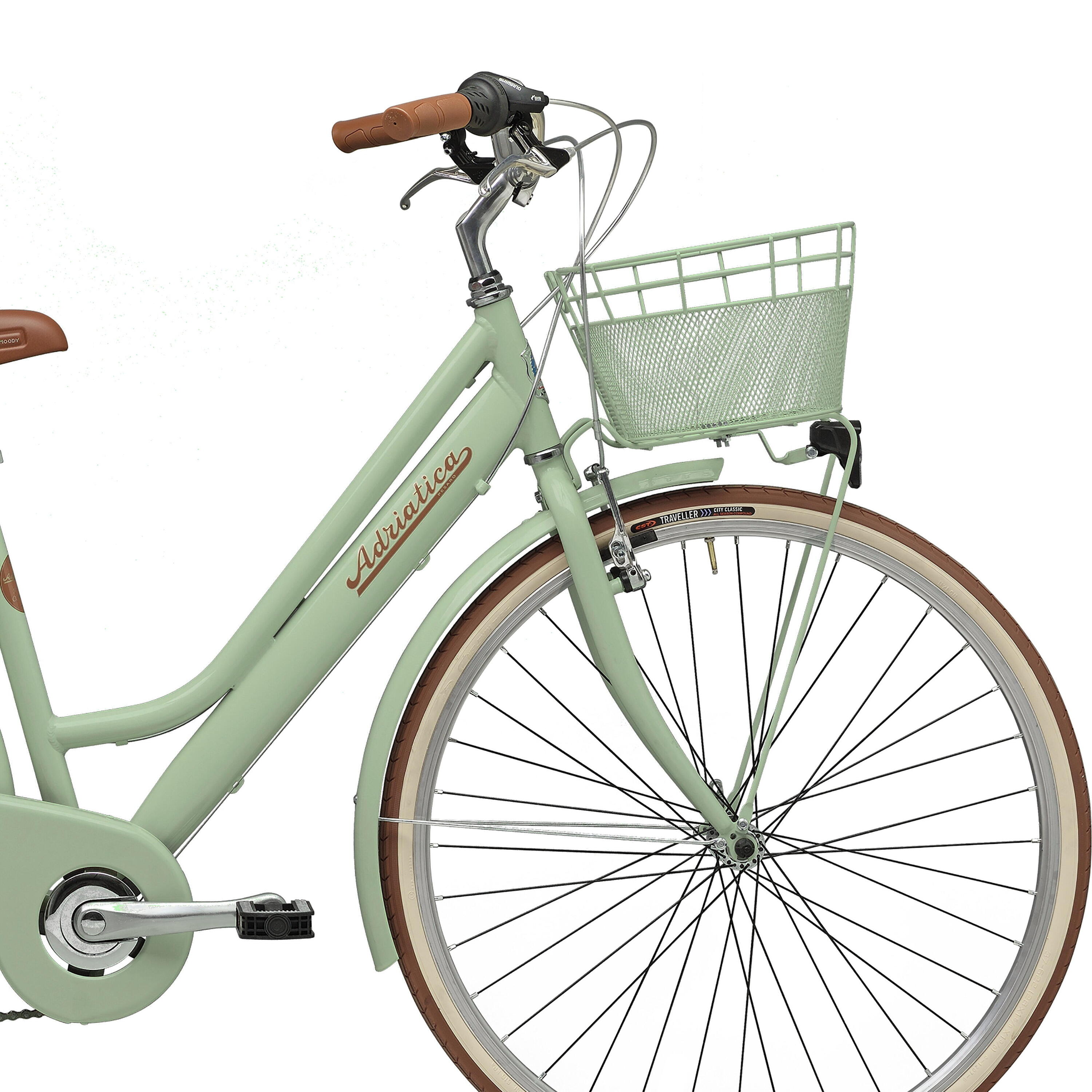 Vélo de ville Adriatica Retro 28" cadre bas vert menthe 3/4