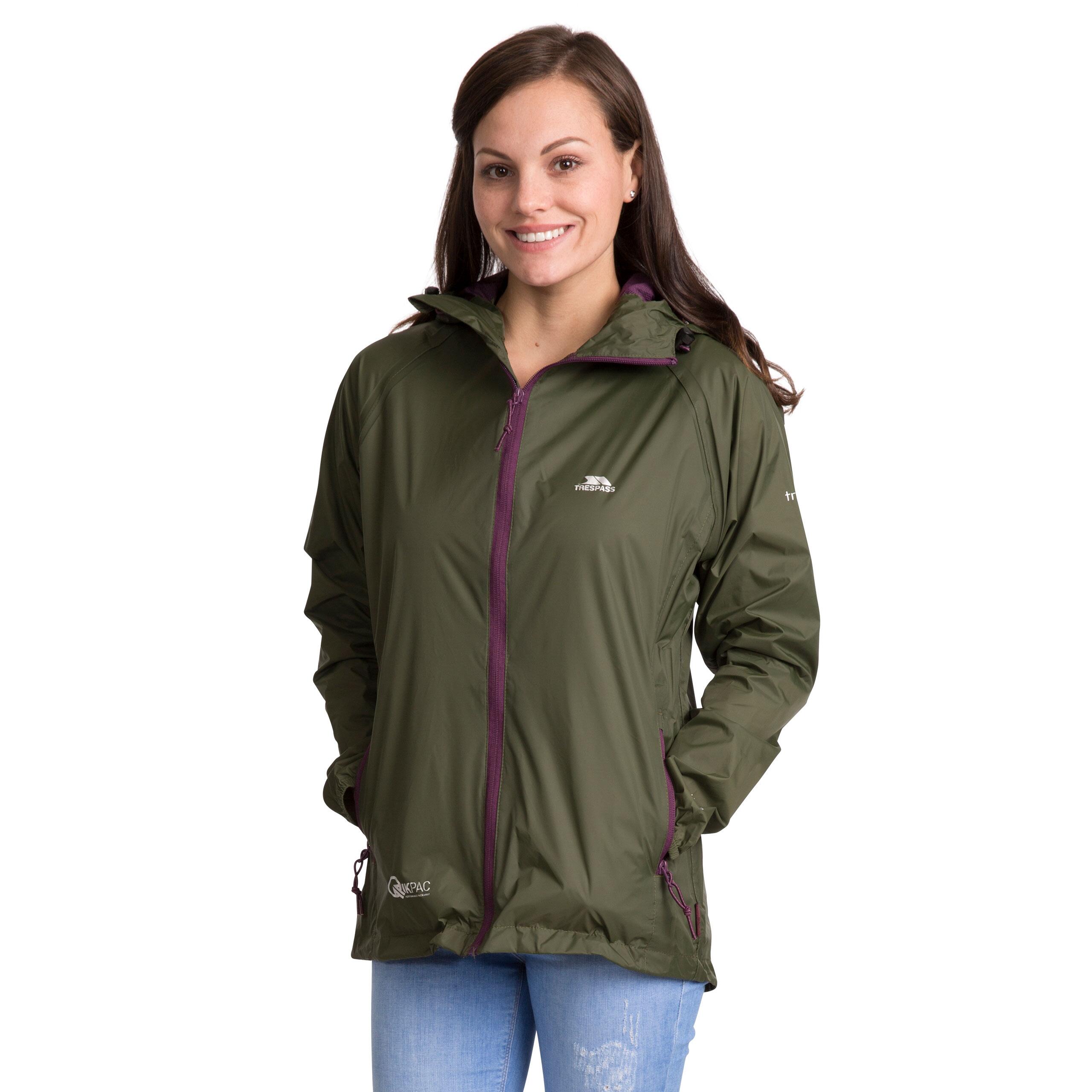 Chaqueta impermeable con capucha y cremallera para mujer Trespass Qikpac 3/5