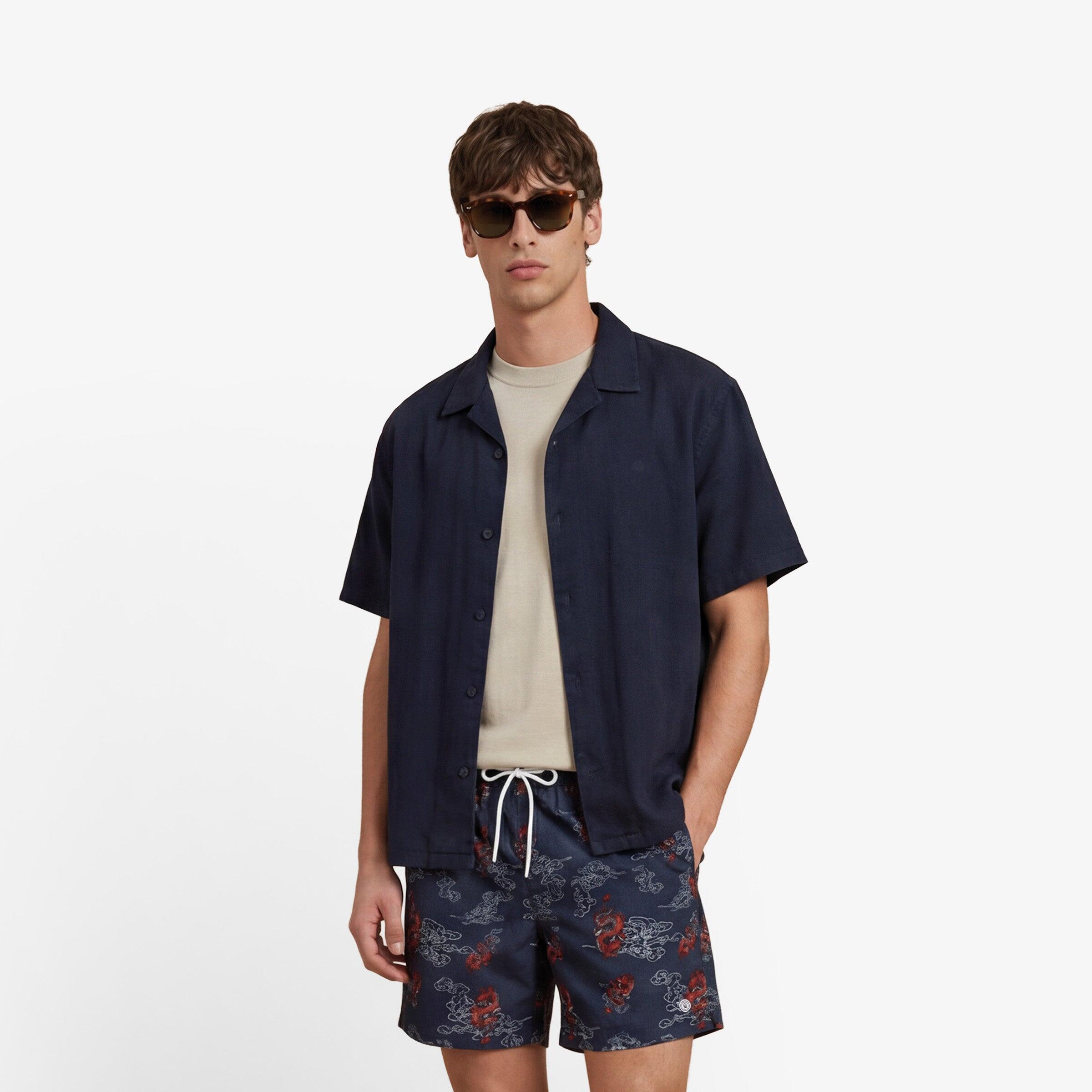Pantaloncini da bagno con stampa draghi Nestor blu navy 2/5
