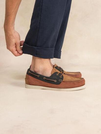 Chaussures bateau homme PHENIS Terracotta / Navy