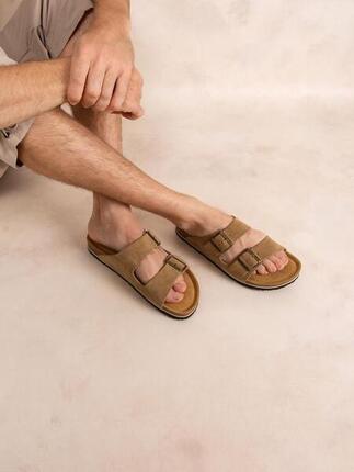 Mules homme NEYLANN beige - cuir, talon 35 mm