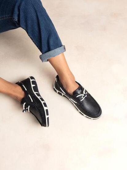 Chaussures bateau femme JANAELE Bleu / Blanc