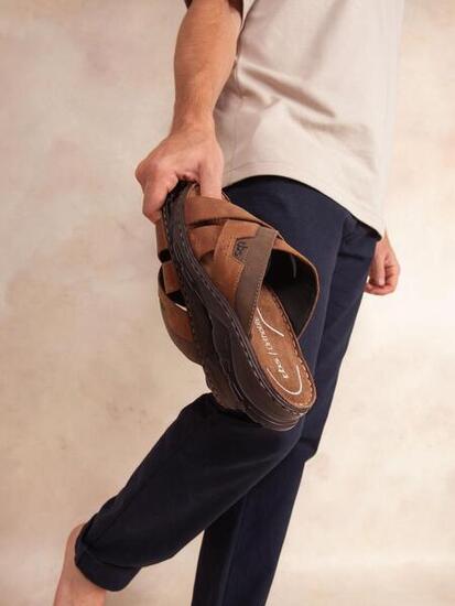 Mules homme JACQUIE Tan, talon 45 mm, cuir