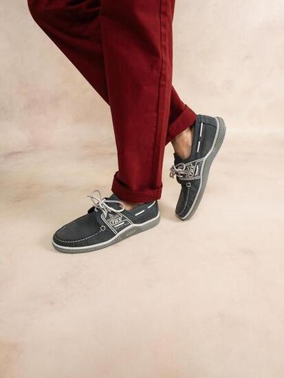 Chaussures bateau homme GLOBEK Bitume / Galet