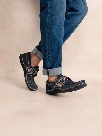 Chaussures bateau homme GLOBEK - Navy / Froment