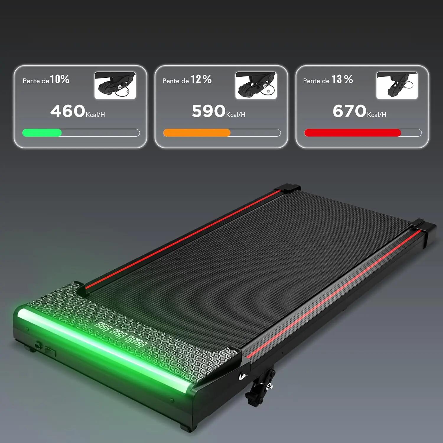 Gyaloglópad, manuális dőlésszögállítással - 440 W - 6,0 km/h - Fekete/Piros 2/7
