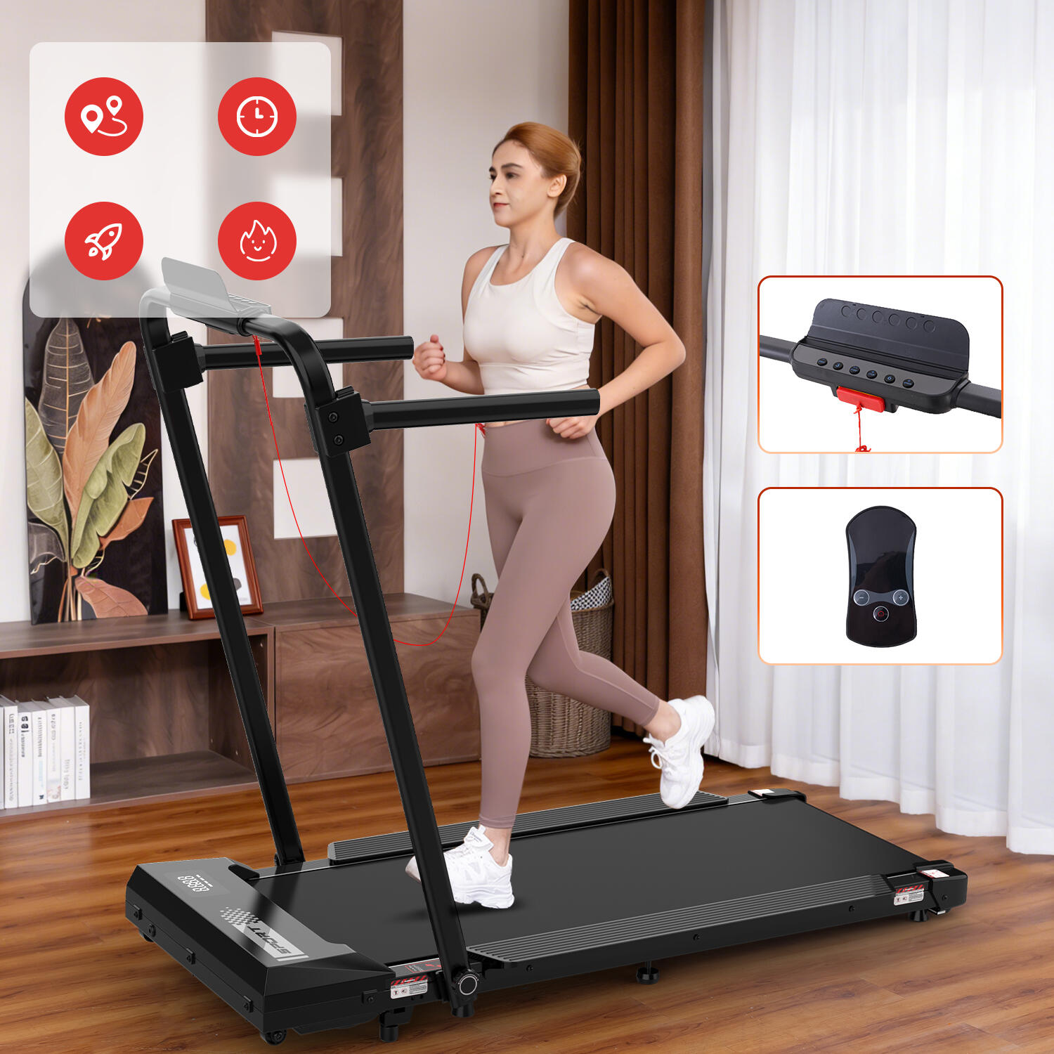Folding and Incline Treadmill (3.4% incline), 1400W, ZX8S, 8 km/h 6/6