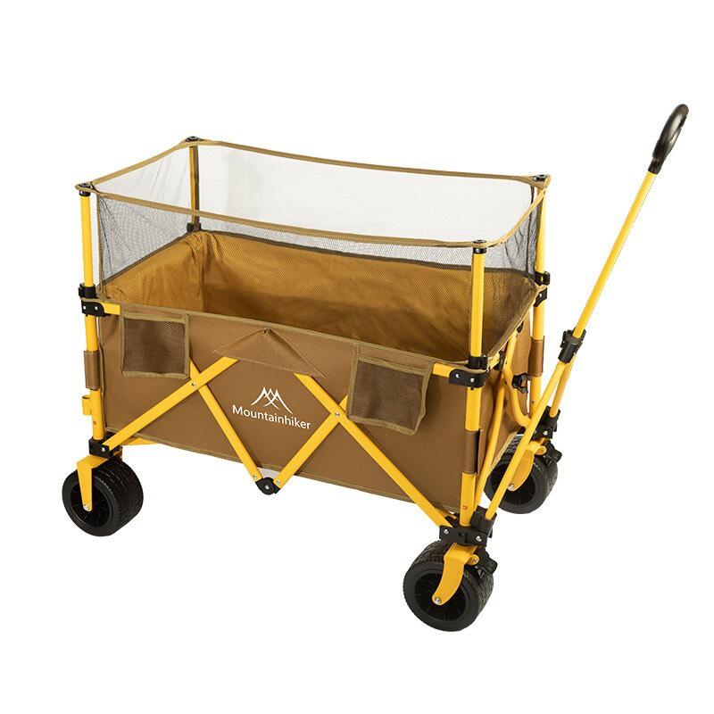 Mountainhiker adjustable folding cart with 360° rotating off-road wheels, portable - Brown
