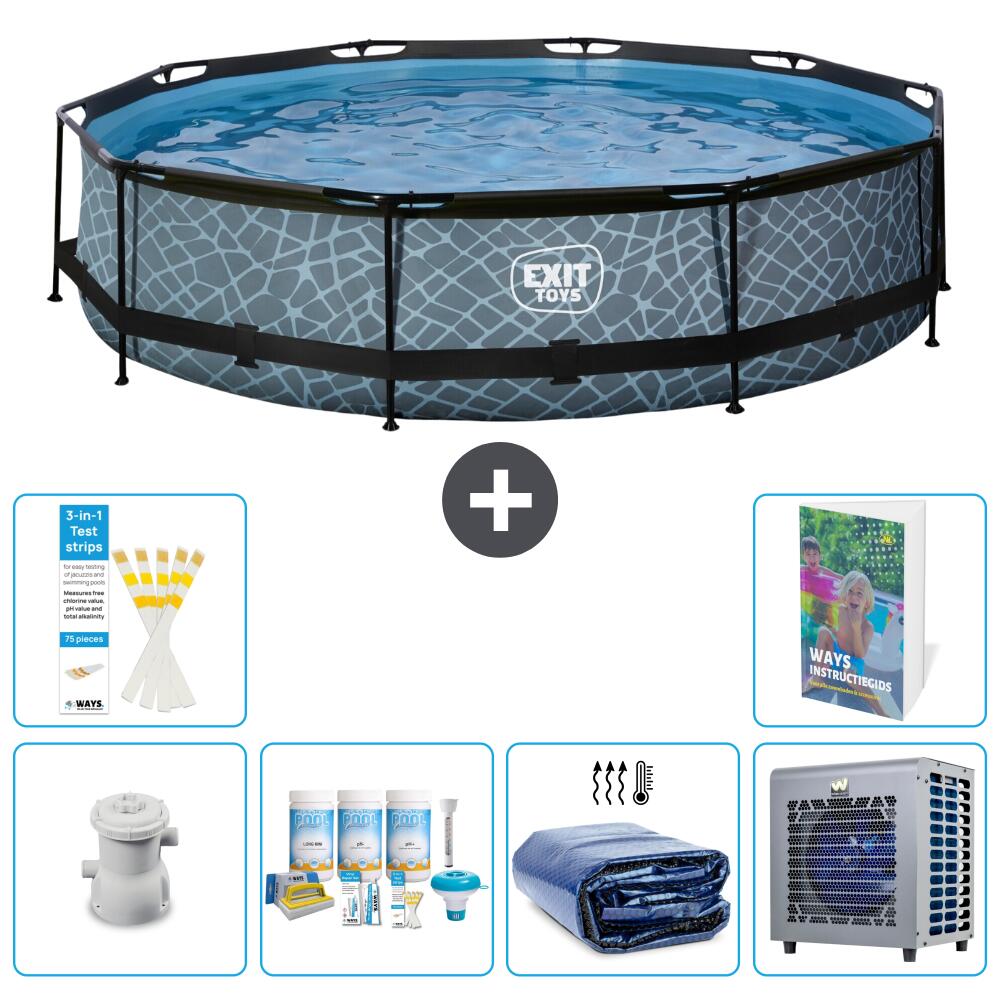 Exit Pool Rund - Steinoptik - 360x76 cm - 7-teilig  S302 1/7