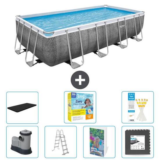 BESTWAY Basen Power Steel Prostokątny - 549x274x122 cm - 8-częściowy S607
