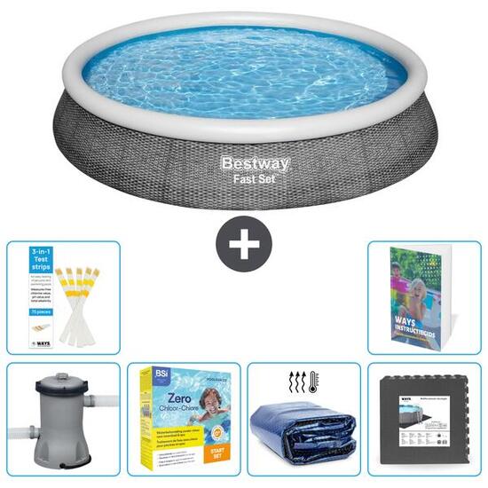 BESTWAY Basen Fast Set Okrągły - 396x84 cm - 7-częściowy S285