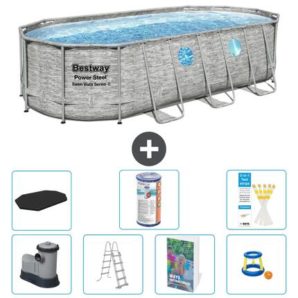 BESTWAY Basen Power Steel Owalny - 549x274x122 cm - 8-częściowy S541