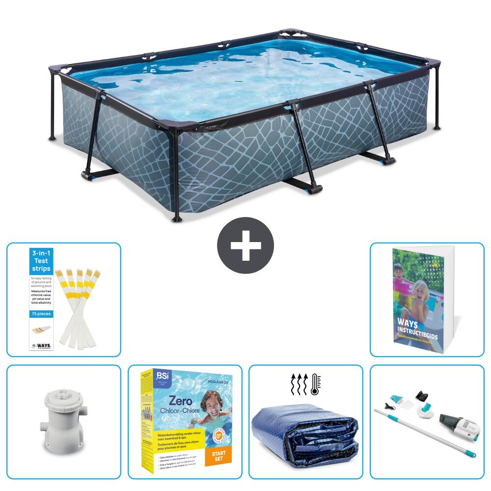EXIT TOYS Piscina Exit Rectangular - Efecto piedra - 300x200x65 cm -   S196 1/7