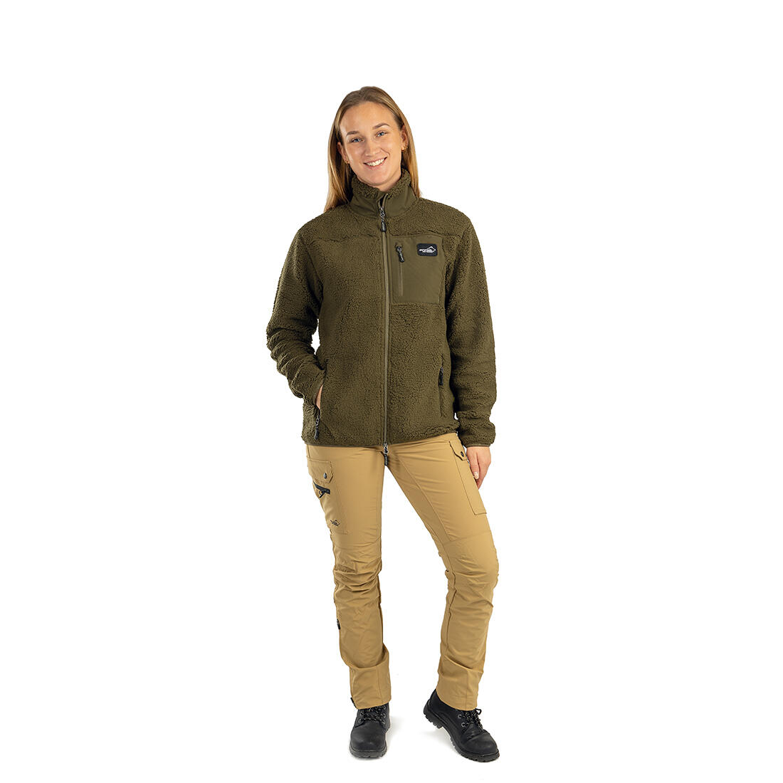 Sherpa Fleecejacke Damen Olivgrün 7/7
