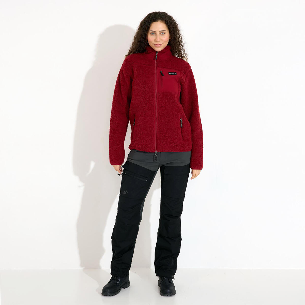 Veste polaire Sherpa pour femme rouge foncé 7/7