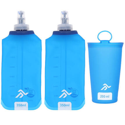 Lot 2 Gourdes Souples 500 ml + Gobelet Pliable 200 ml. Ultra Léger et Sans BP