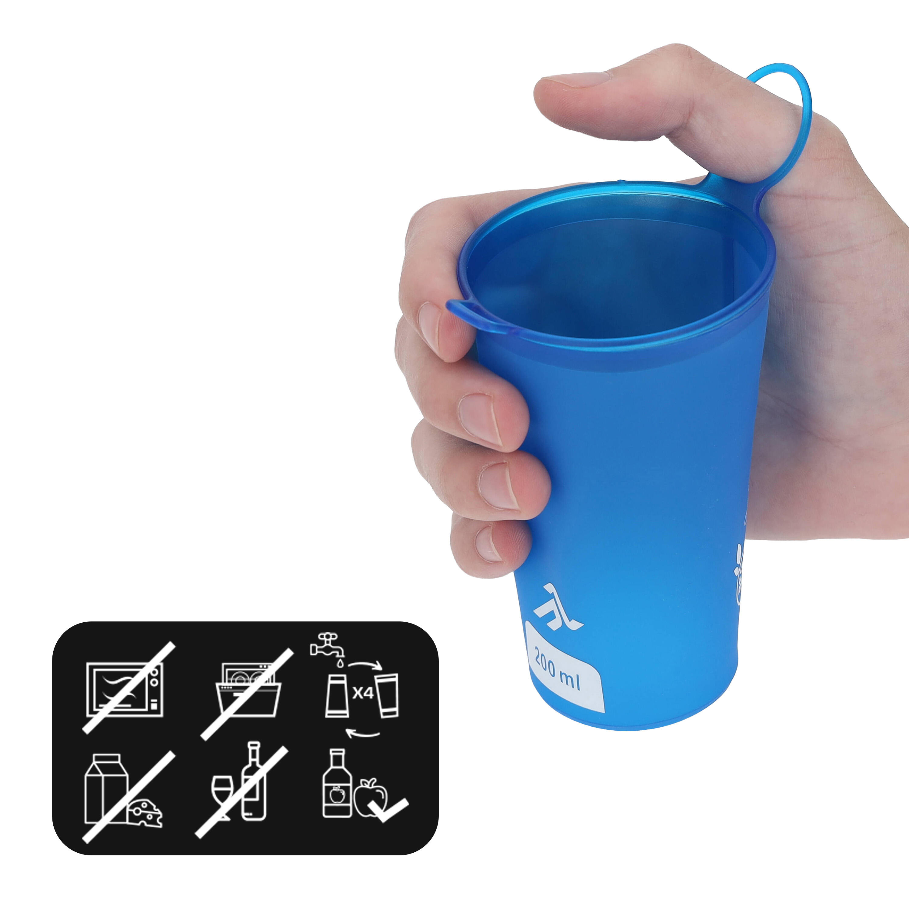 Lot 2 Gourdes Souples 250 ml + Gobelet Pliable 200 ml. Ultra Léger et Sans BPA 6/6