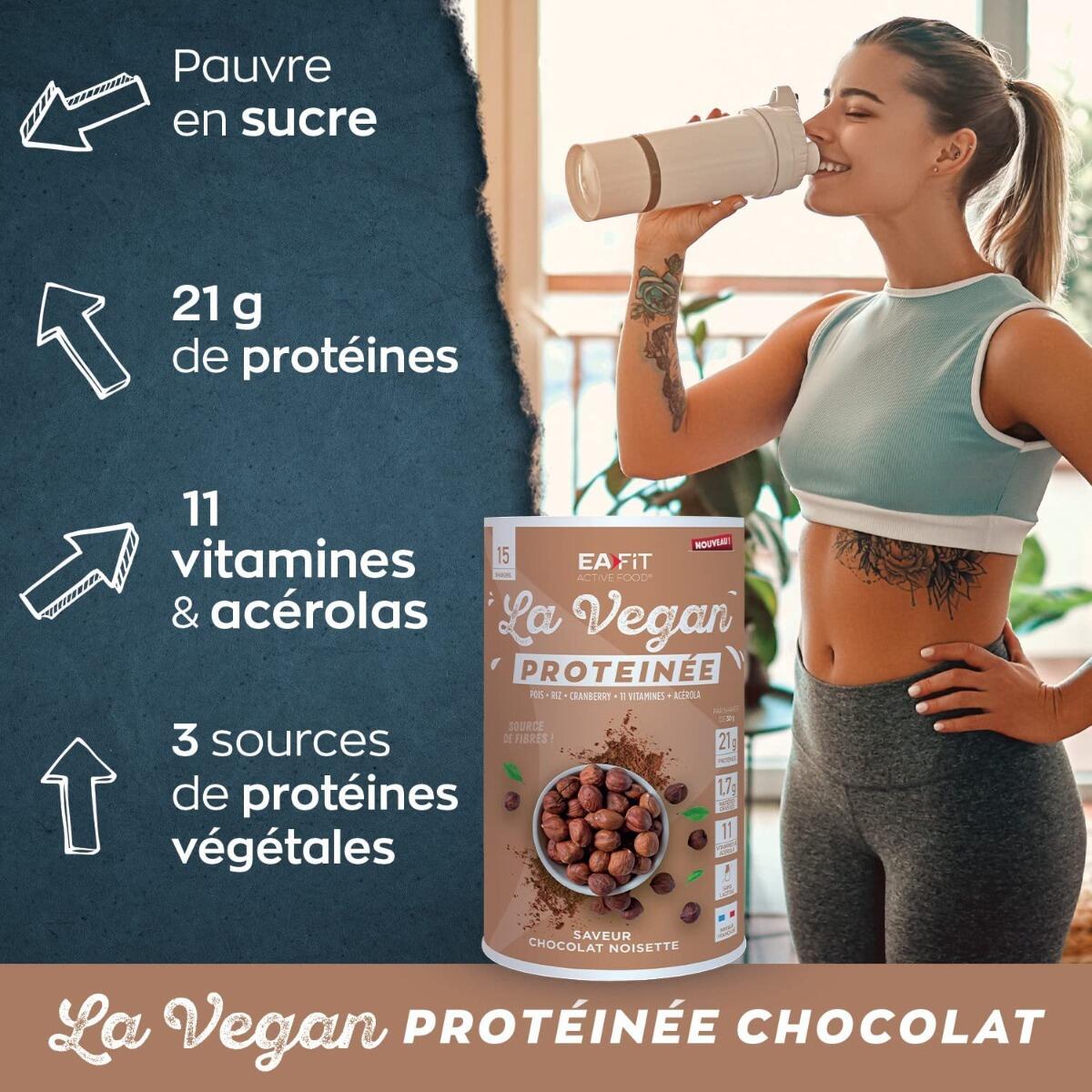 EAFIT VEGAN PROTEINEE CHOCOLAT NOISETTE - 450 g 3/6