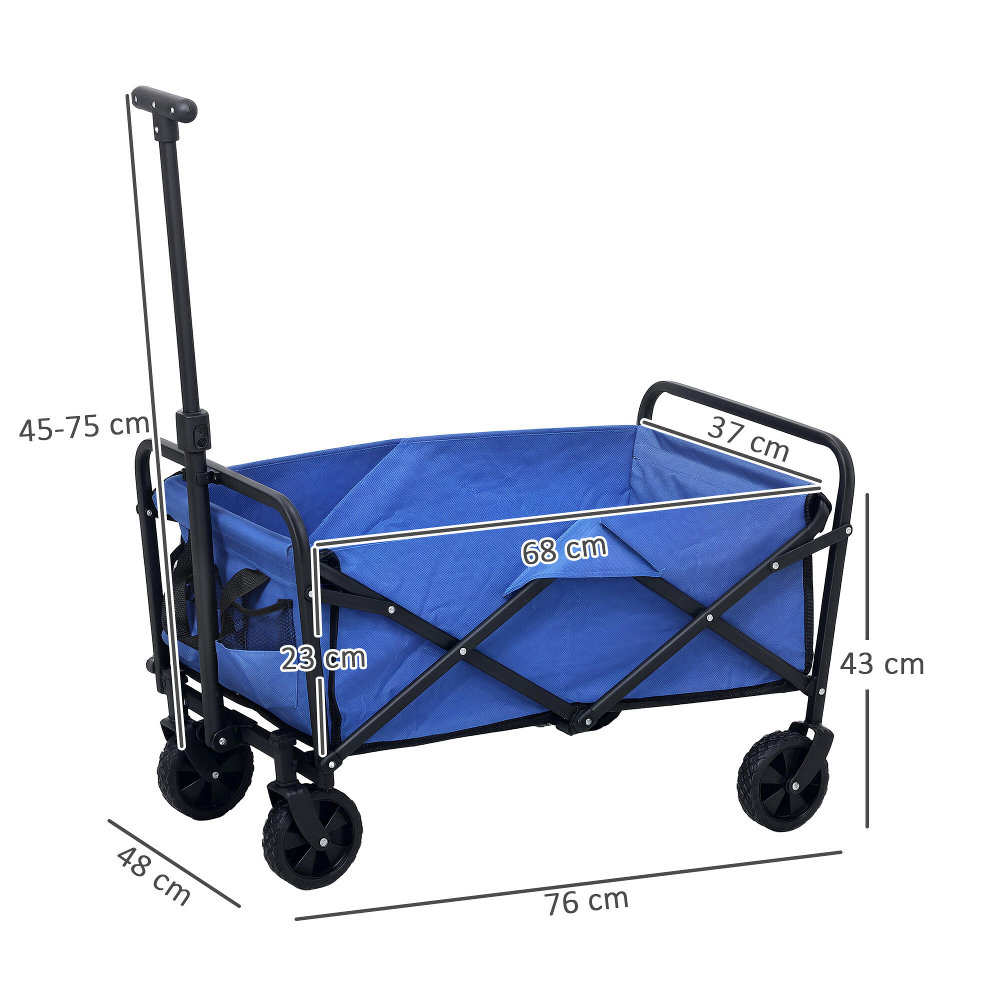 Carrinho de transporte dobrável 64x42x27 cm azul Outsunny 3/7
