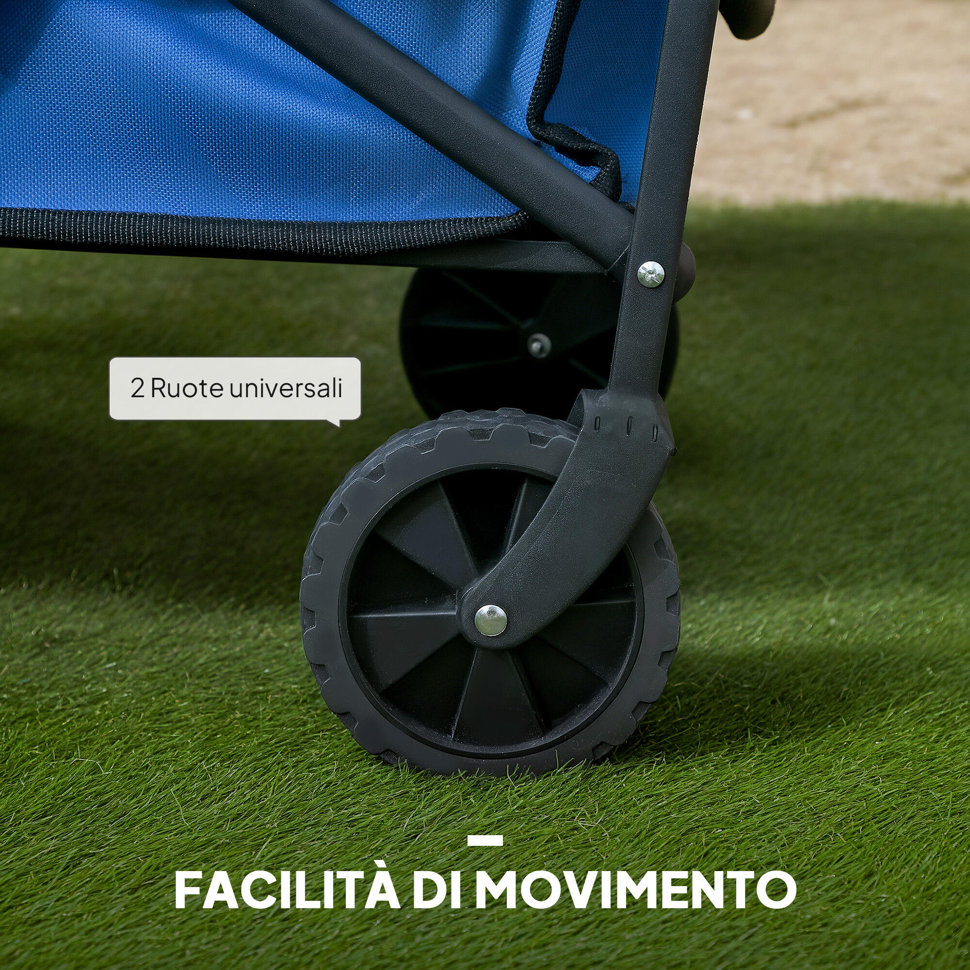 Outsunny Carrello da Esterno 62L Pieghevole con Manico Regolabile Blu 7/7