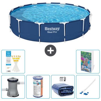 BESTWAY Basen Steel Pro Okrągły - 396x84 cm - 7-częściowy S201