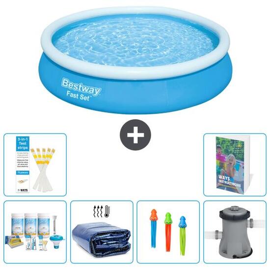 BESTWAY Basen Fast Set Okrągły - 366x76 cm - 7-częściowy S108