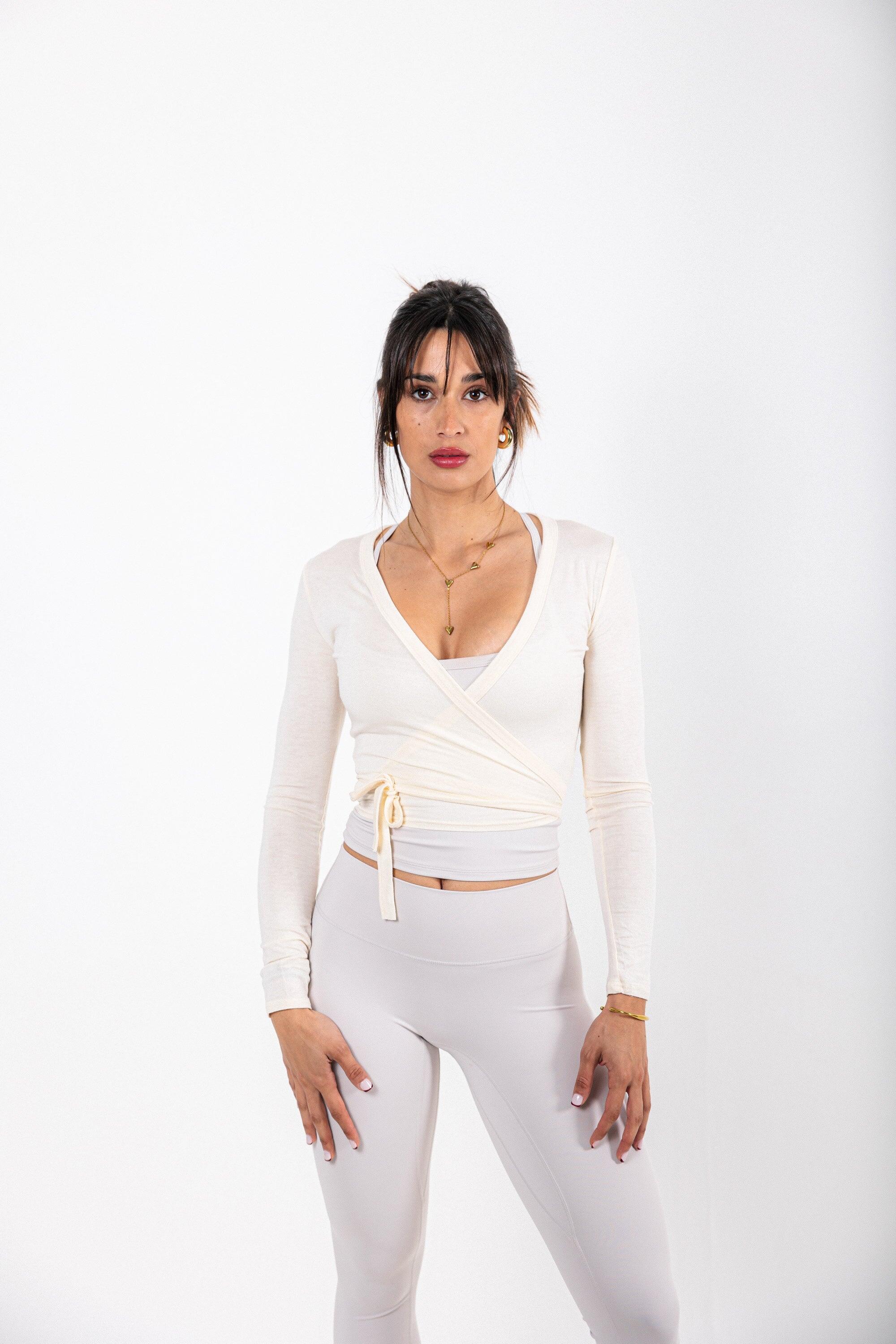 Top extra suave de manga larga estilo ballet para yoga y pilates 5/7