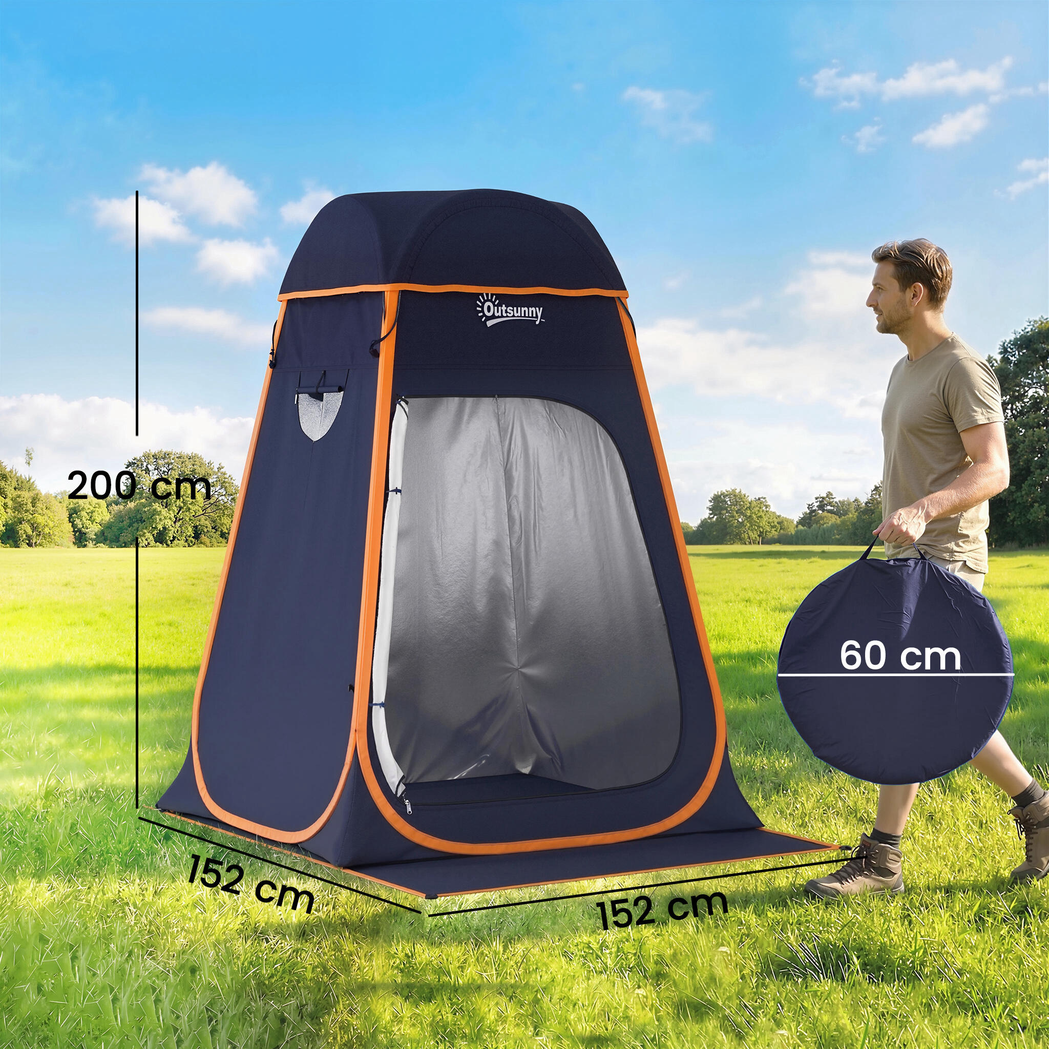 Outsunny Tenda Doccia da Campeggio Pop-Up Impermeabile con Tetto Rimovibile 3/7