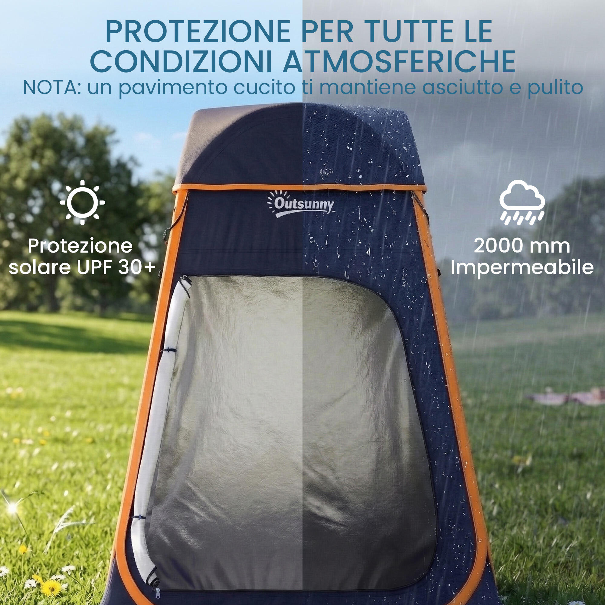 Outsunny Tenda Doccia da Campeggio Pop-Up Impermeabile con Tetto Rimovibile 6/7