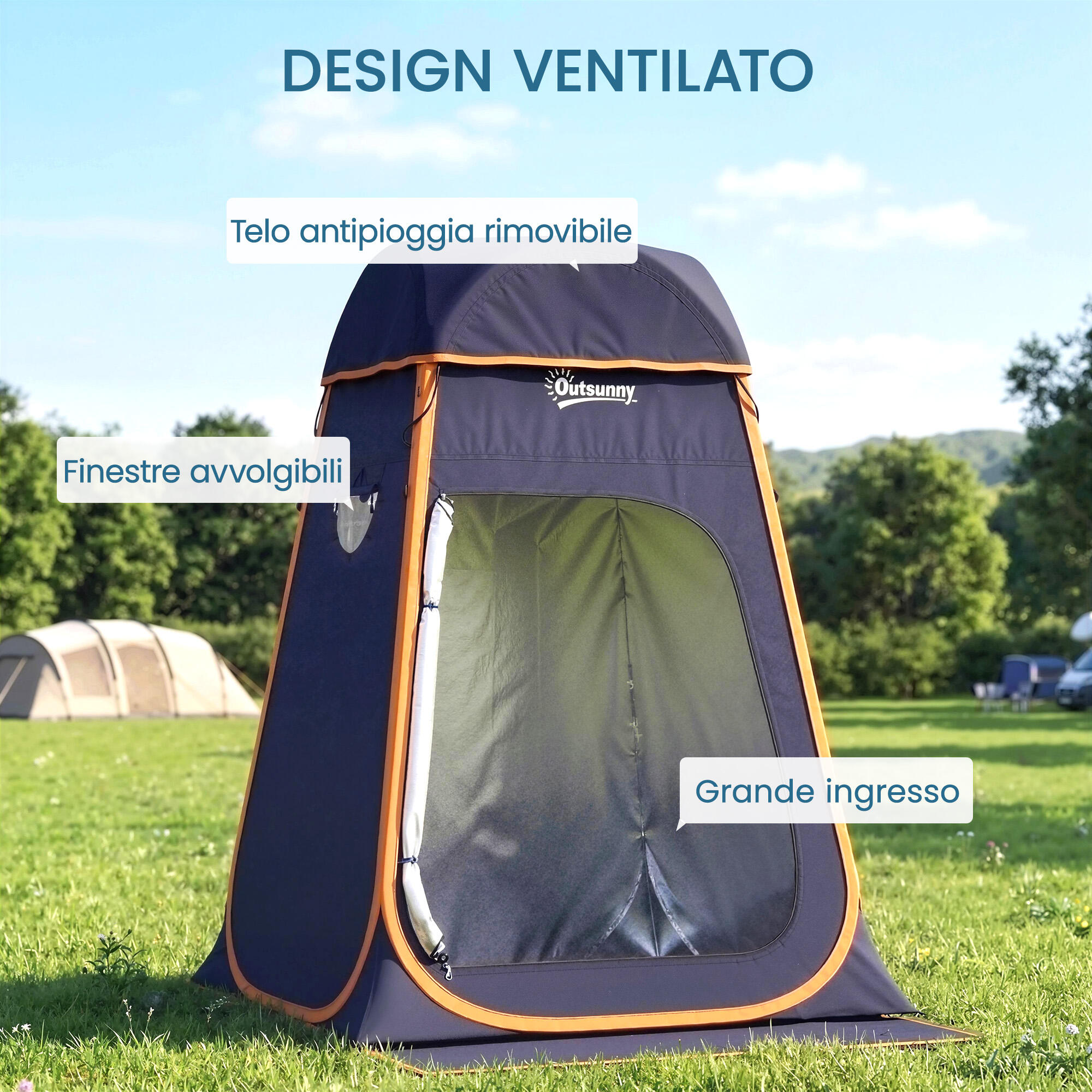 Outsunny Tenda Doccia da Campeggio Pop-Up Impermeabile con Tetto Rimovibile 7/7