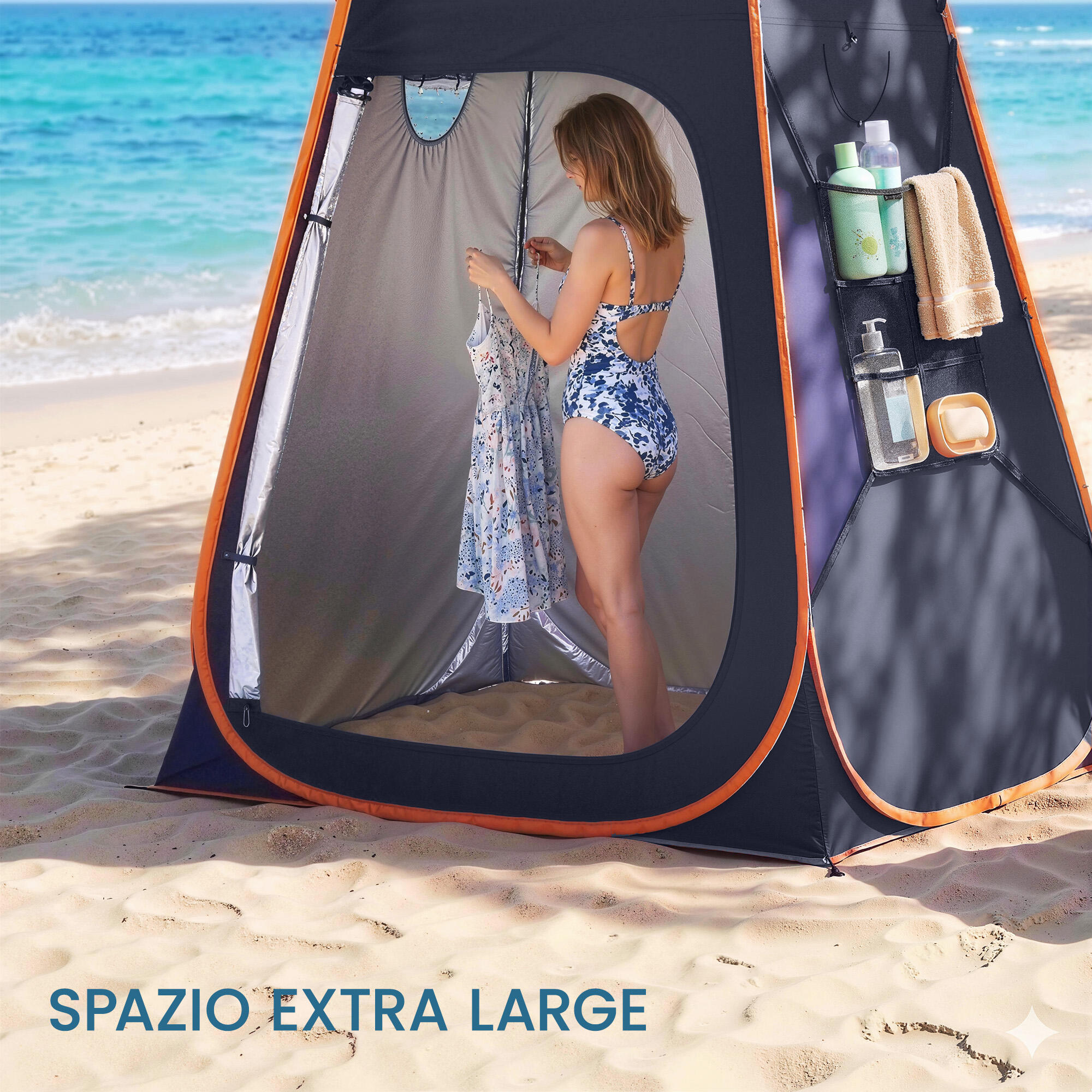 Outsunny Tenda Doccia da Campeggio Pop-Up Impermeabile con Tetto Rimovibile 5/7