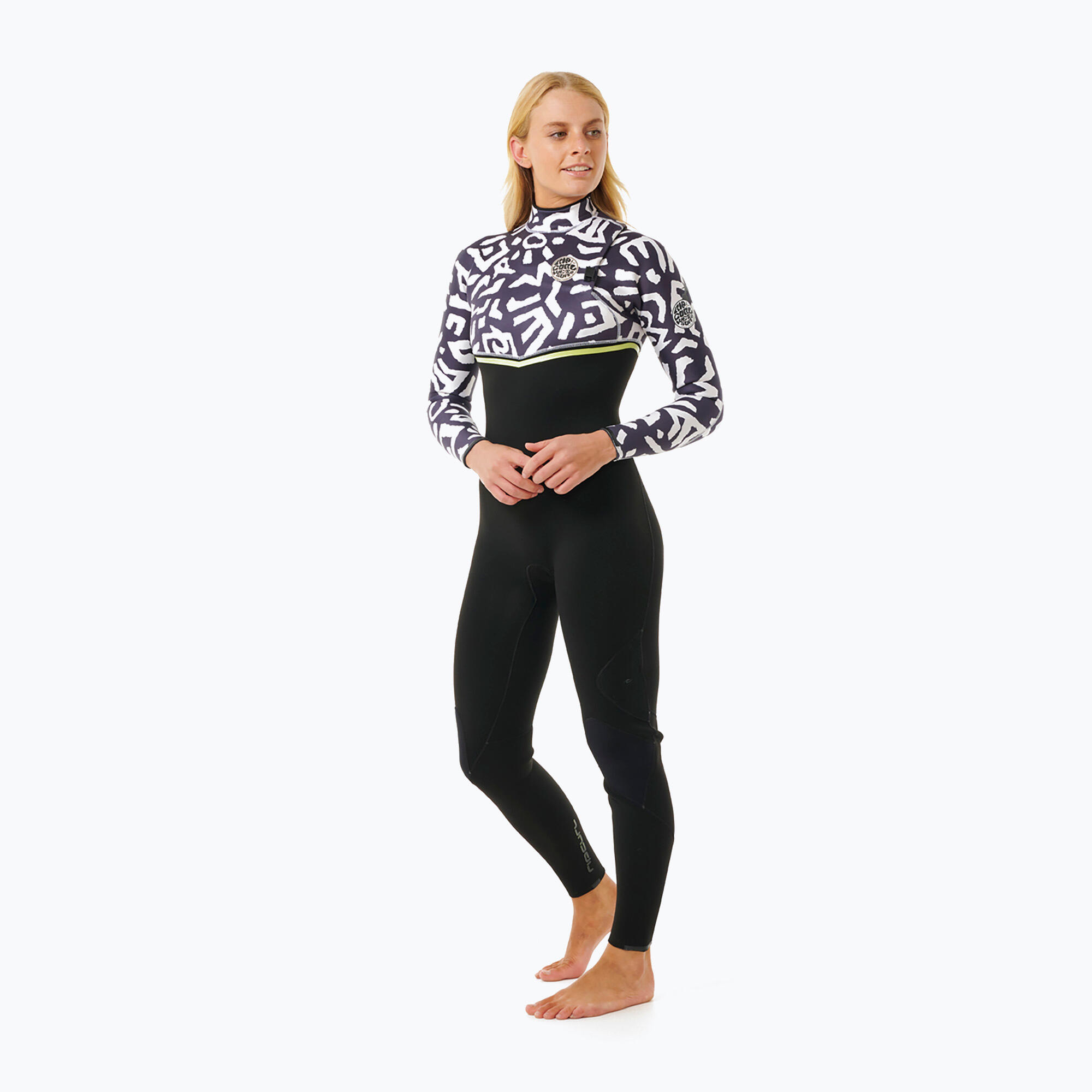 Pianka do pływania damska Rip Curl E-Bomb 4/3 mm Zip Free Sublimed black/ lime 3/7