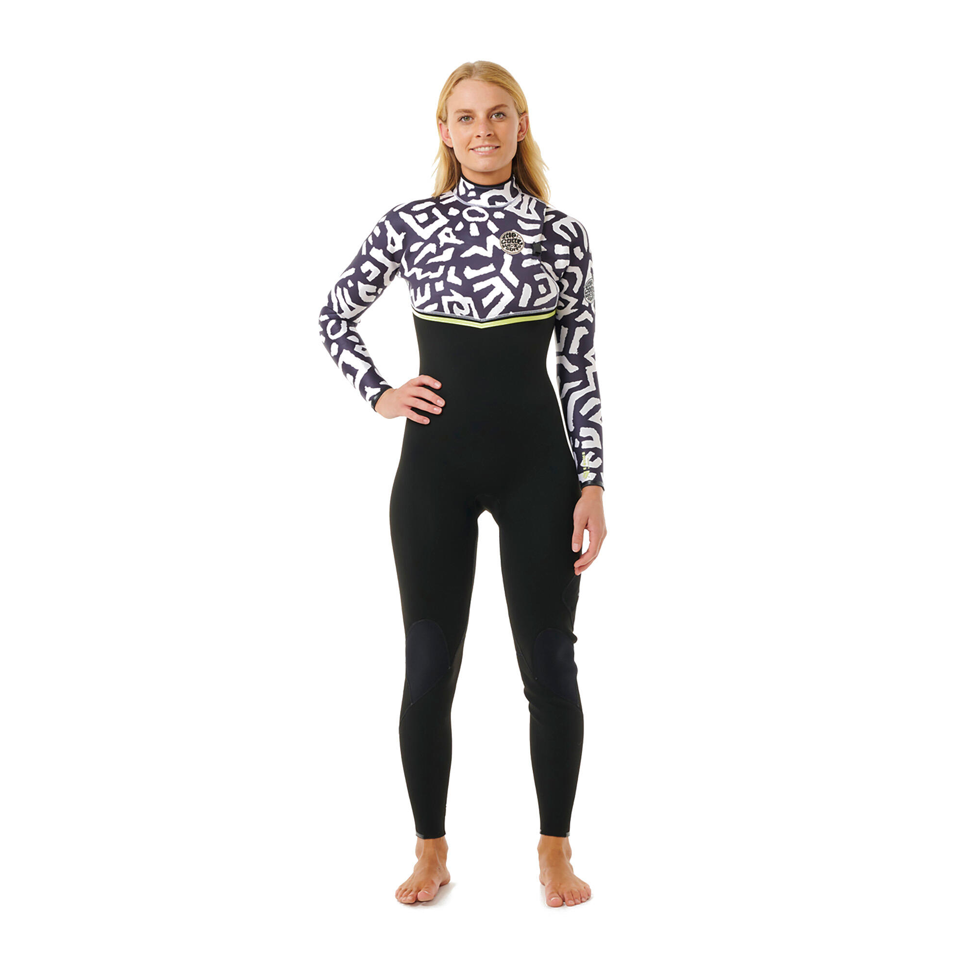 Pianka do pływania damska Rip Curl E-Bomb 4/3 mm Zip Free Sublimed black/ lime 7/7
