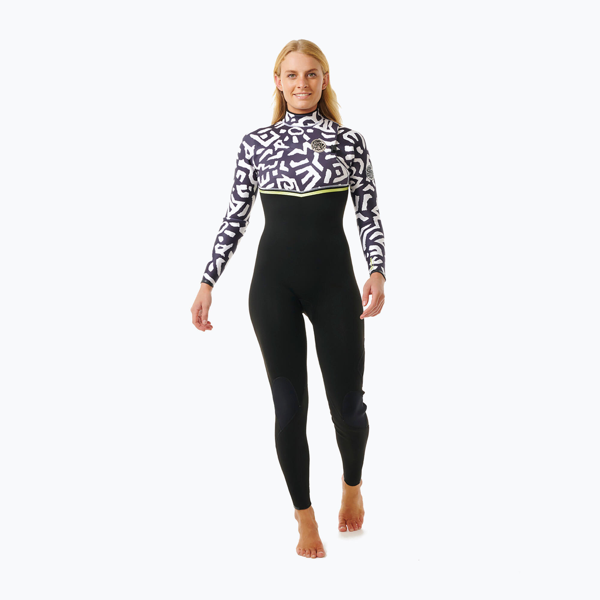 Pianka do pływania damska Rip Curl E-Bomb 4/3 mm Zip Free Sublimed black/ lime 4/7